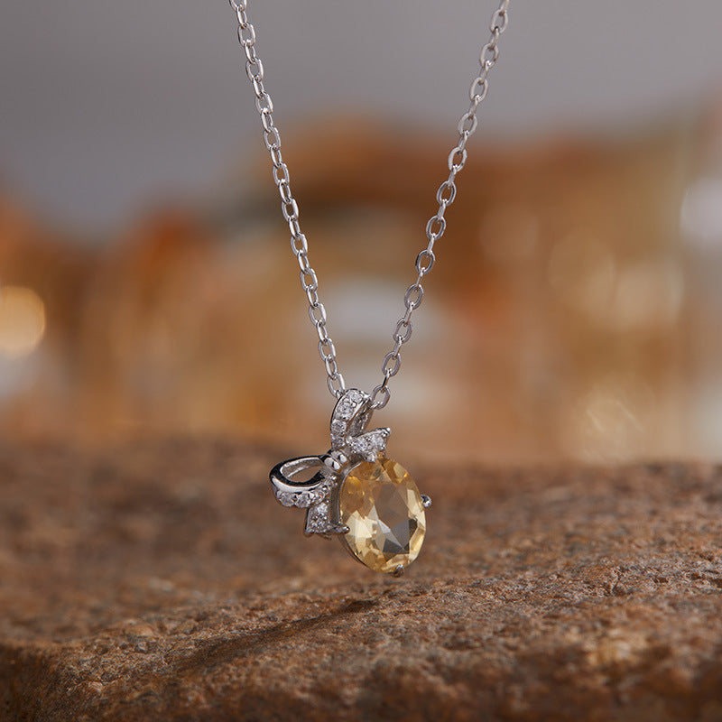 Wholesale light luxury bow S925 sterling silver plated 18K necklace