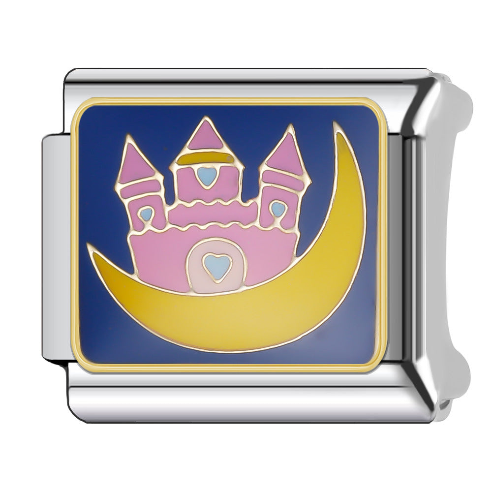 Wholesale Italian Charm Bracelet 9mm DIY Splicing Stainless Steel Goodnight Series Cartoon Composable Bracelet