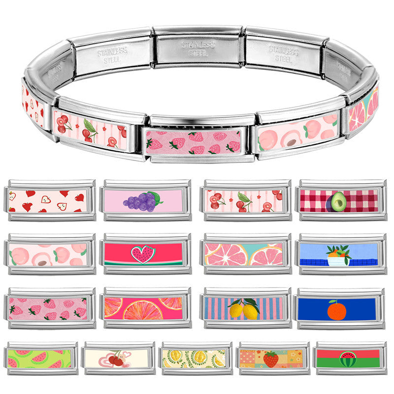 Wholesale 9mm Italian Charm Starter Bracelets DIY Long Cartoon Stainless Steel Composable Bracelet