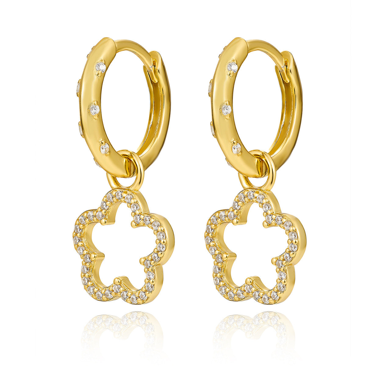 Wholesale S925 Sterling Silver Micro Inlaid Zircon Flower Earrings ACC-ES-JingXu005