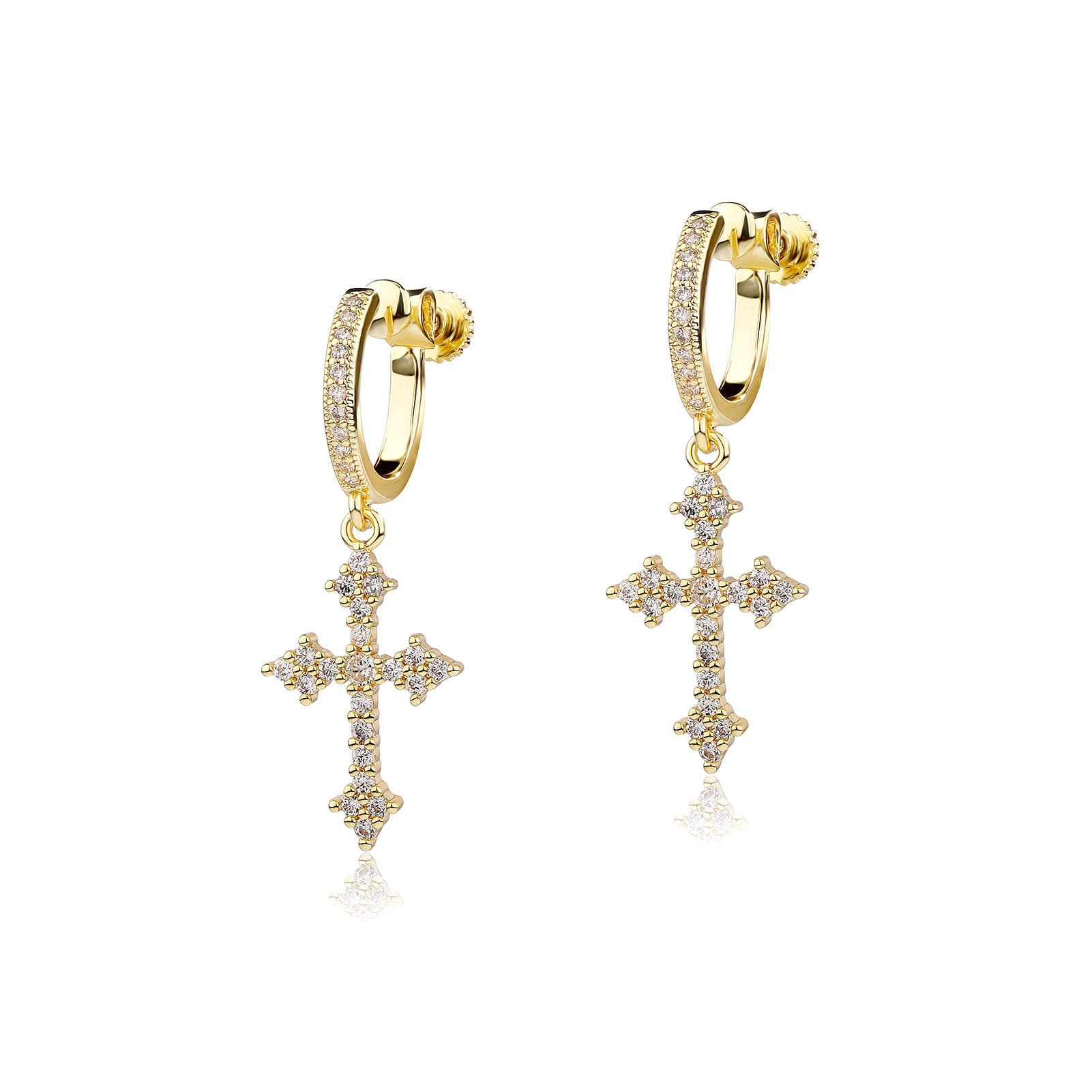 Wholesale Cross Ear Clip Circle Diamond Earrings