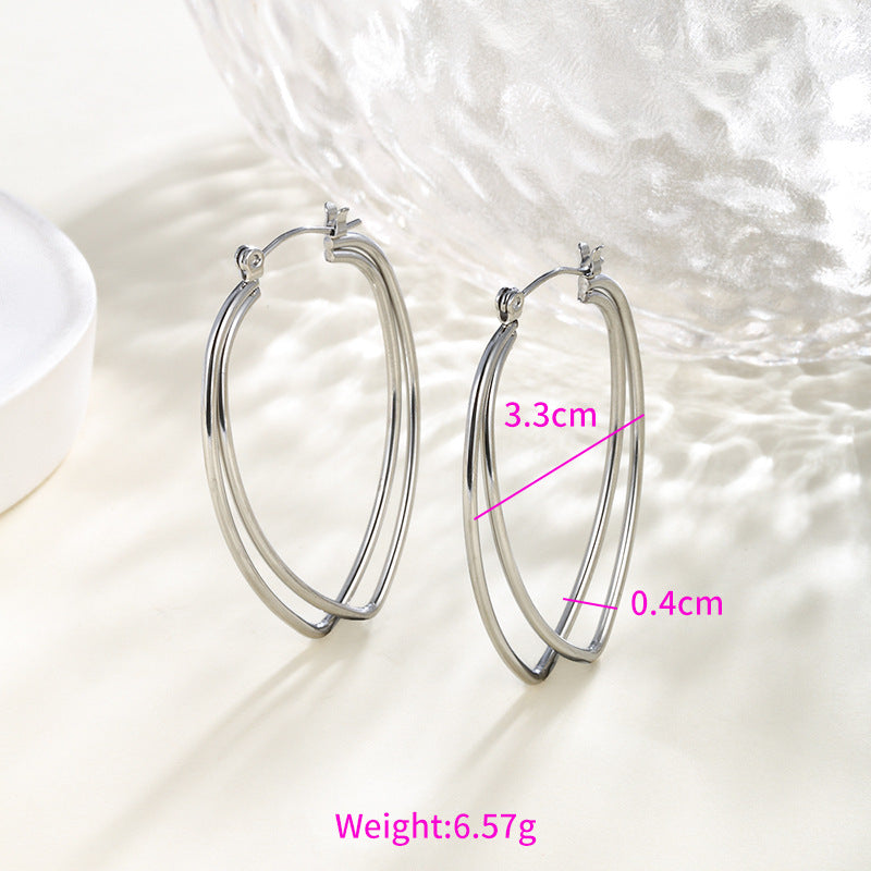 Wholesale Stainless steel heart-shaped large circle earrings