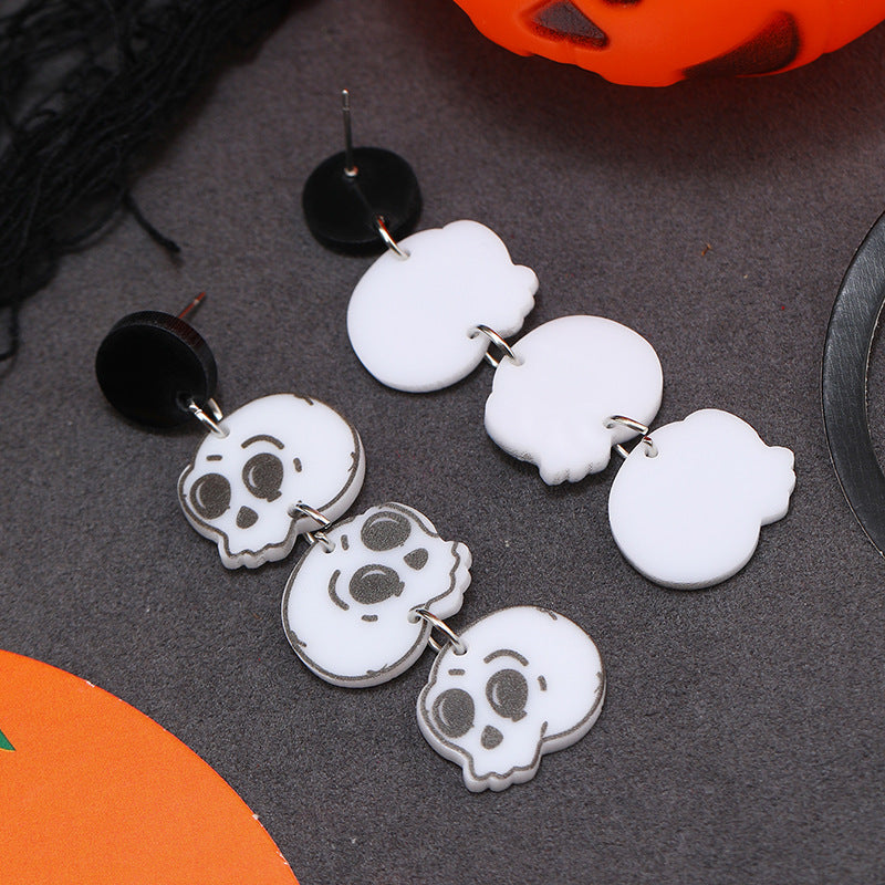 Wholesale Acrylic Long Halloween Horror Pumpkin Lantern Bat Earrings ACC-ES-Haoc005