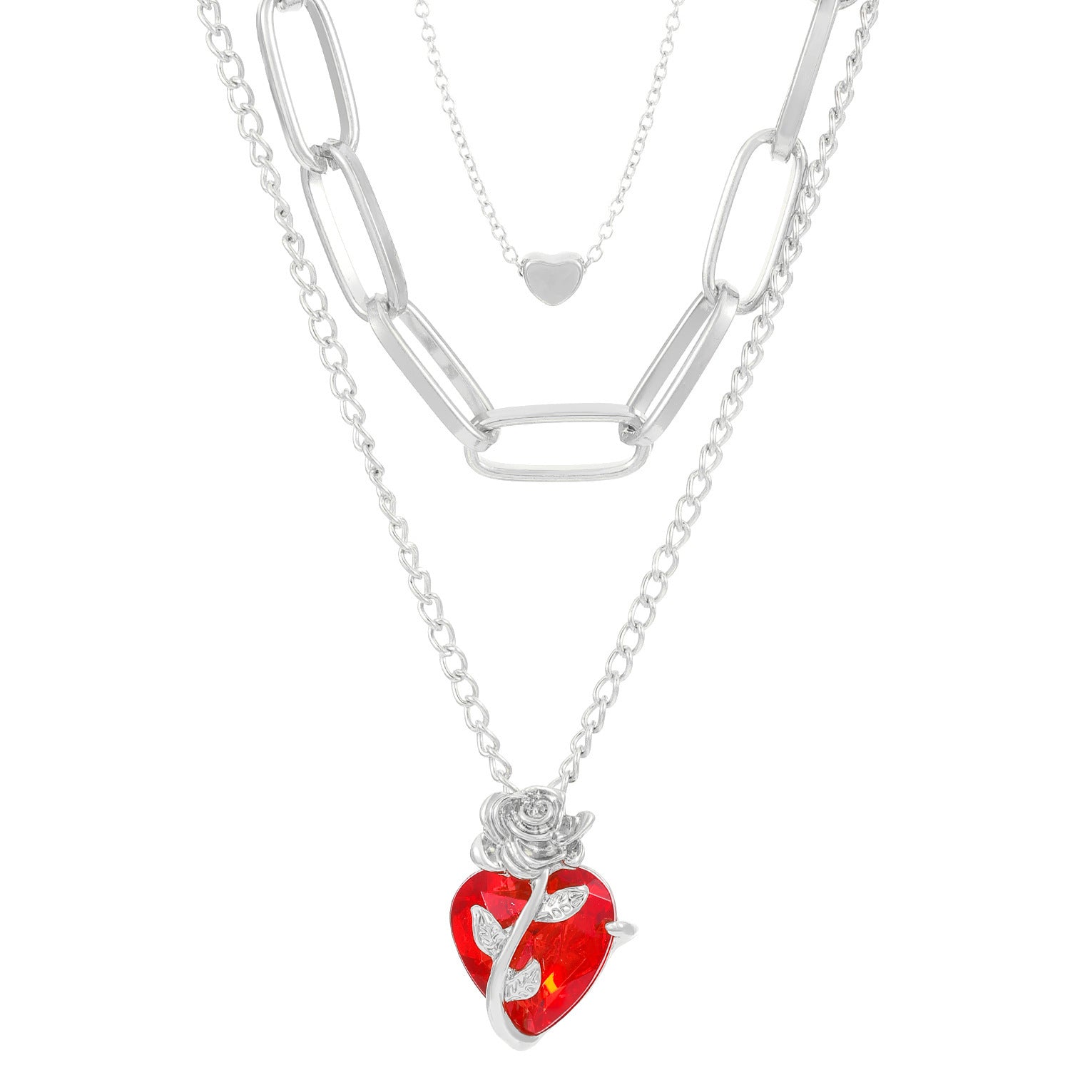 Wholesale Love Rose Gothic Flower Heart Shape Valentine's Day Necklace