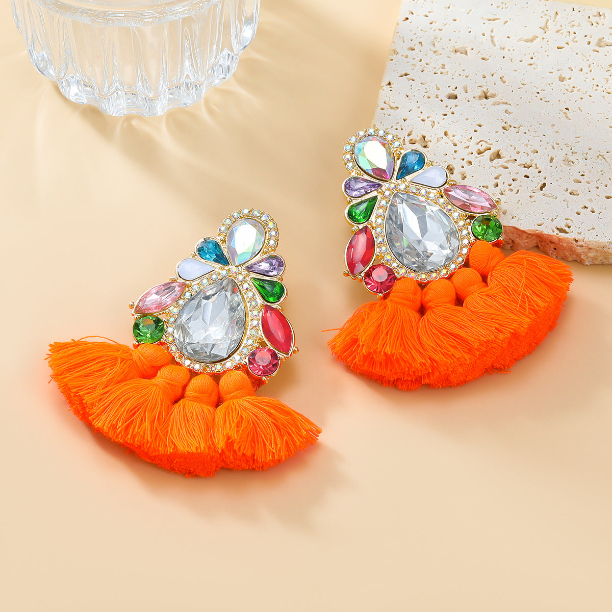 Wholesale Colored Diamond Earrings Tassel Earrings Bohemian ACC-ES-JL032