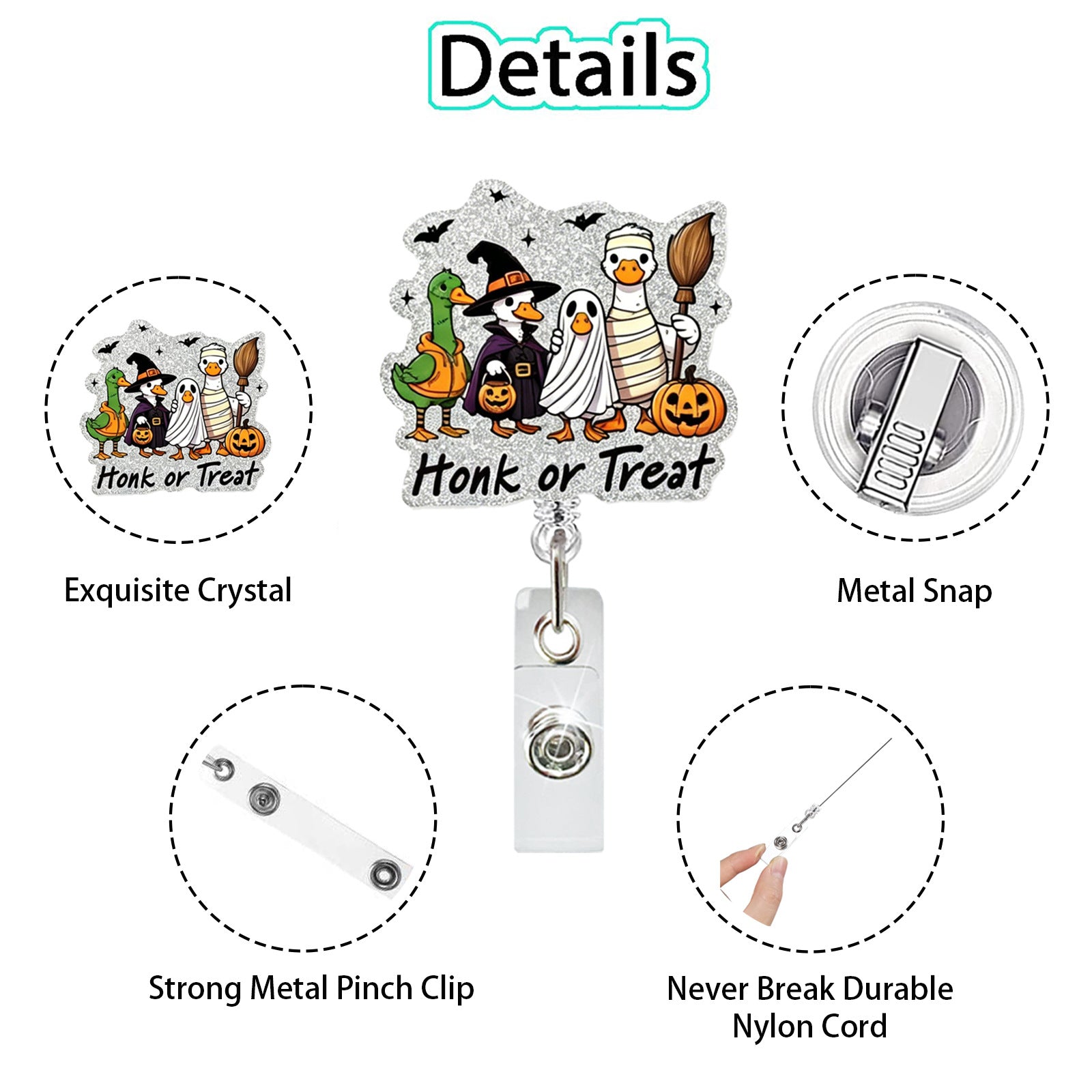 Wholesale Acrylic Retractable Badge Reel with Alligator Clip,   Goose Design,  Party Jewelry Accessory