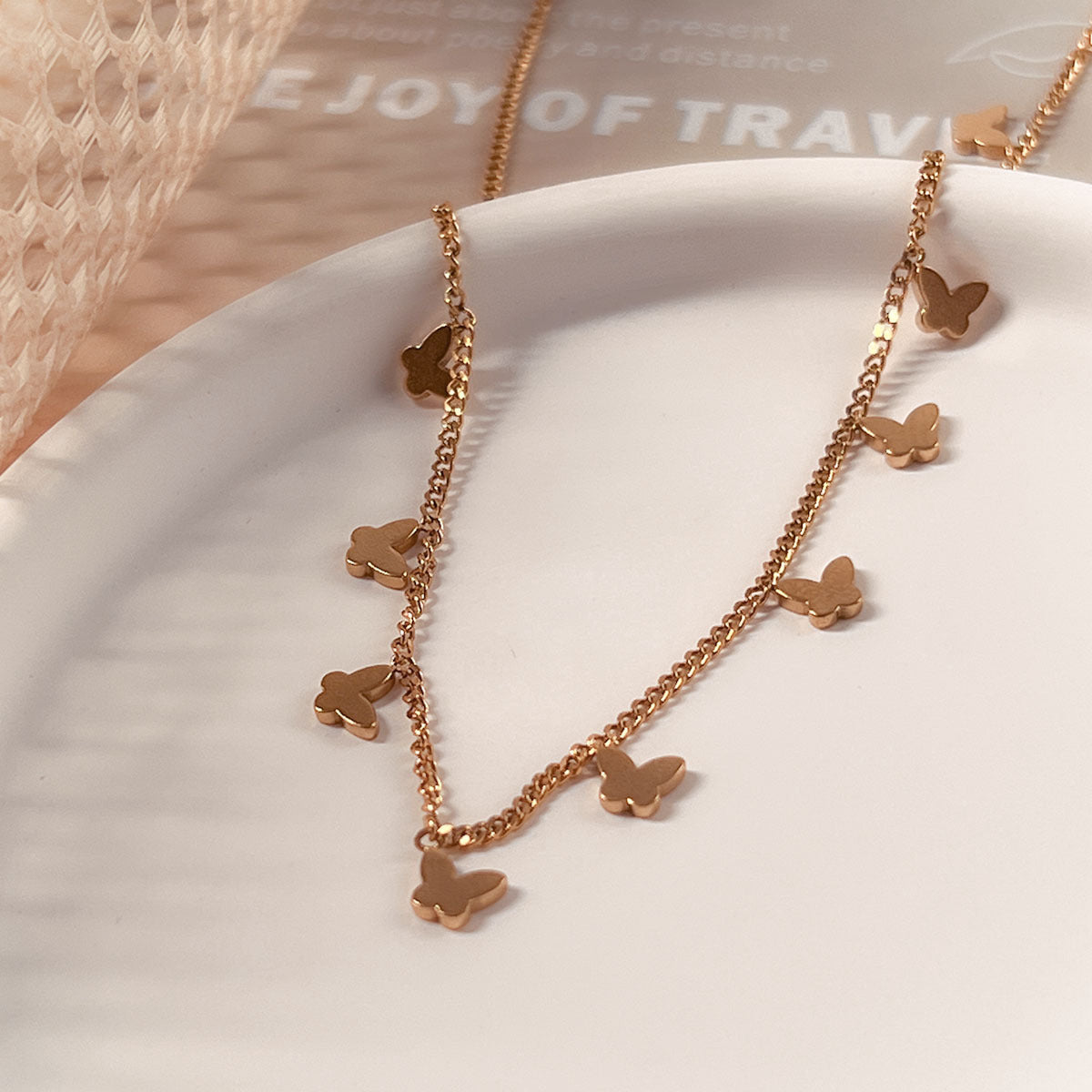 Wholesale Stainless Steel Necklace Electroplated 18K Gold Drop Necklaces ACC-NE-YuHui004