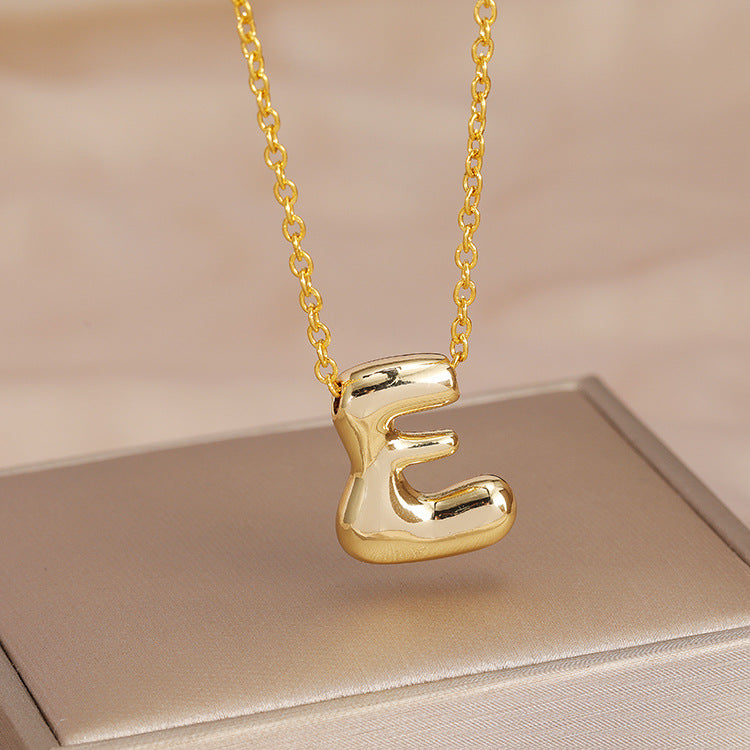 Wholesale Brass Glow Balloon Bubble Cute Chubby 26 English silver Letter Pendant Necklace