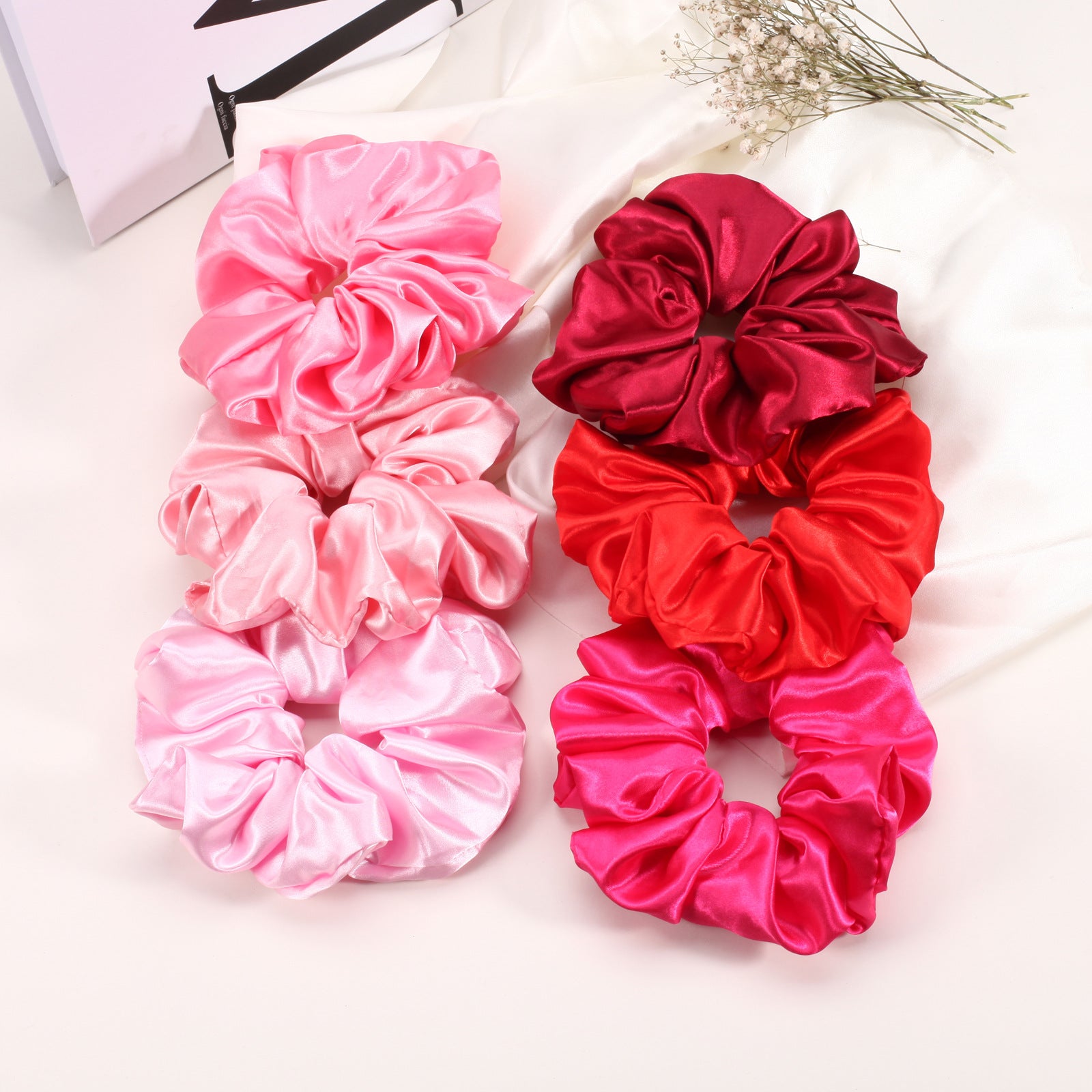 Wholesale Large Satin Hair Band Plain Color Love Lips Large Intestine Hair Band Hair Scrunchies ACC-HS-XinY002