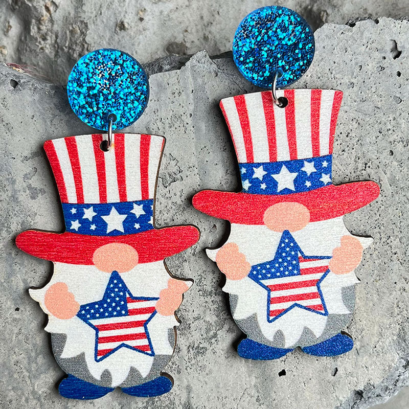 Wholesale 2 pairs/pack American Flag Independence Day Beer Wooden Earrings ACC-ES-HY005