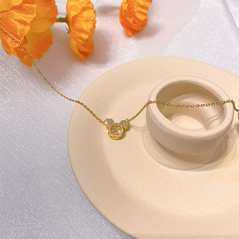 Wholesale Electroplated Titanium Steel Necklace Micro-embedded Clavicle Chain Choker Necklace ACC-NE-Xiyue003