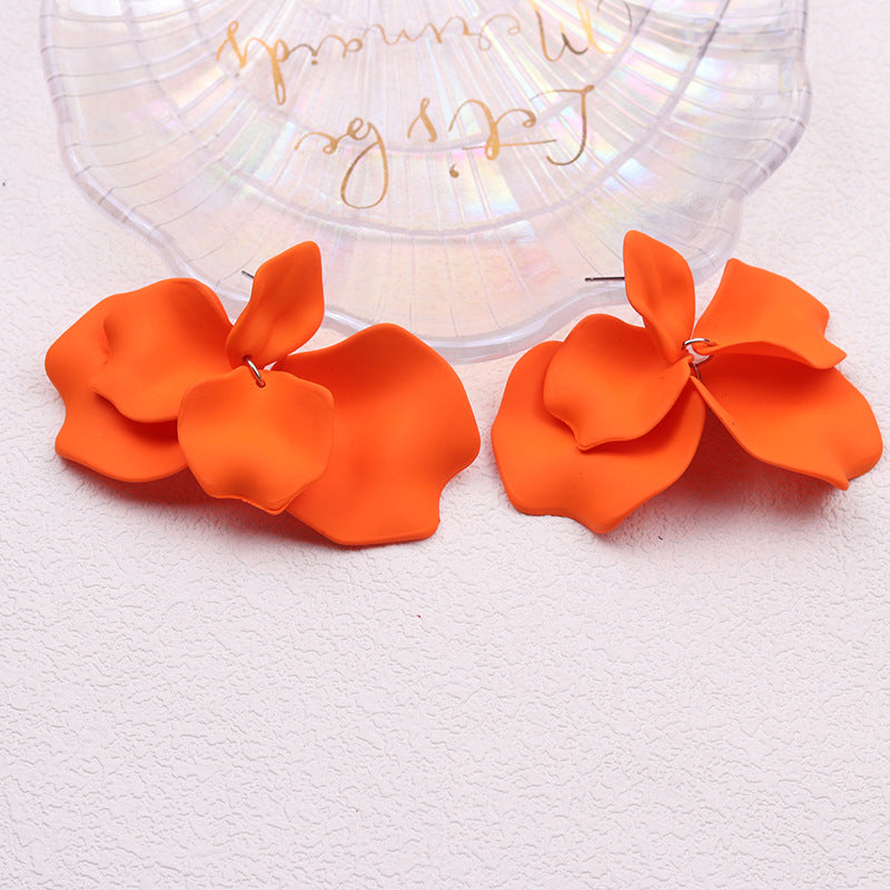 Wholesale Bohemian Style Petal Tassel Acrylic Earrings Pleated Candy Color Earrings