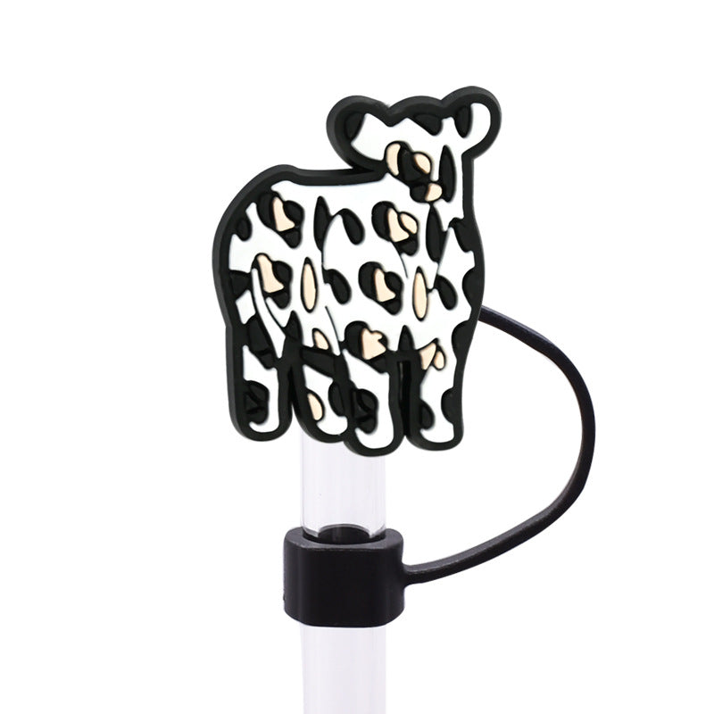 Wholesale Random 100pcs Leopard Series 8/10mm PVC Soft Straw Tube Cap