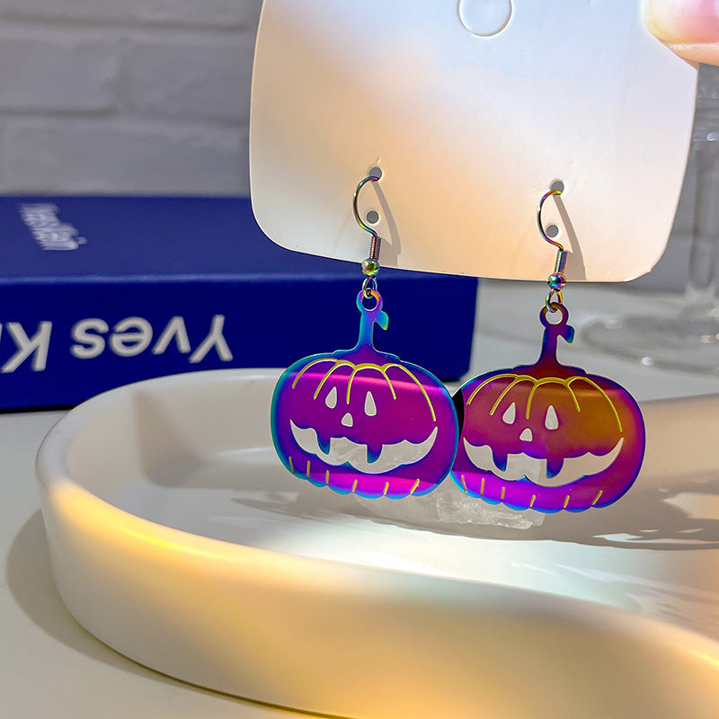 Wholesale Halloween Colorful Gradient Electroplating Stainless Steel Earrings ACC-ES-MDD042