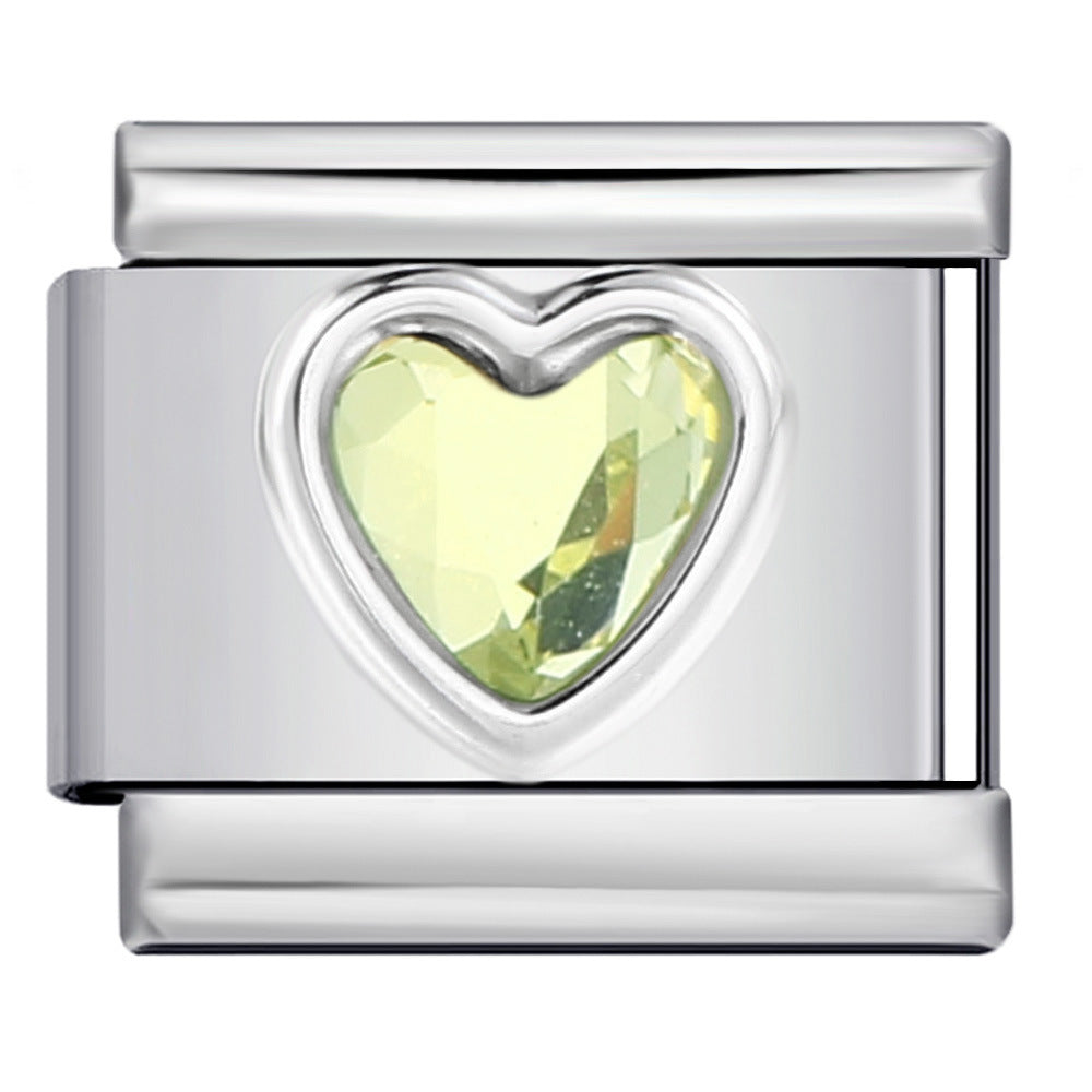 Wholesale Love Micro-inlaid Color Stone Italian Module Bracelet Stainless Steel Charms