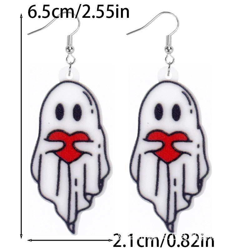 Wholesale  leopard print cat bunny ghost cowboy cow spot acrylic earrings