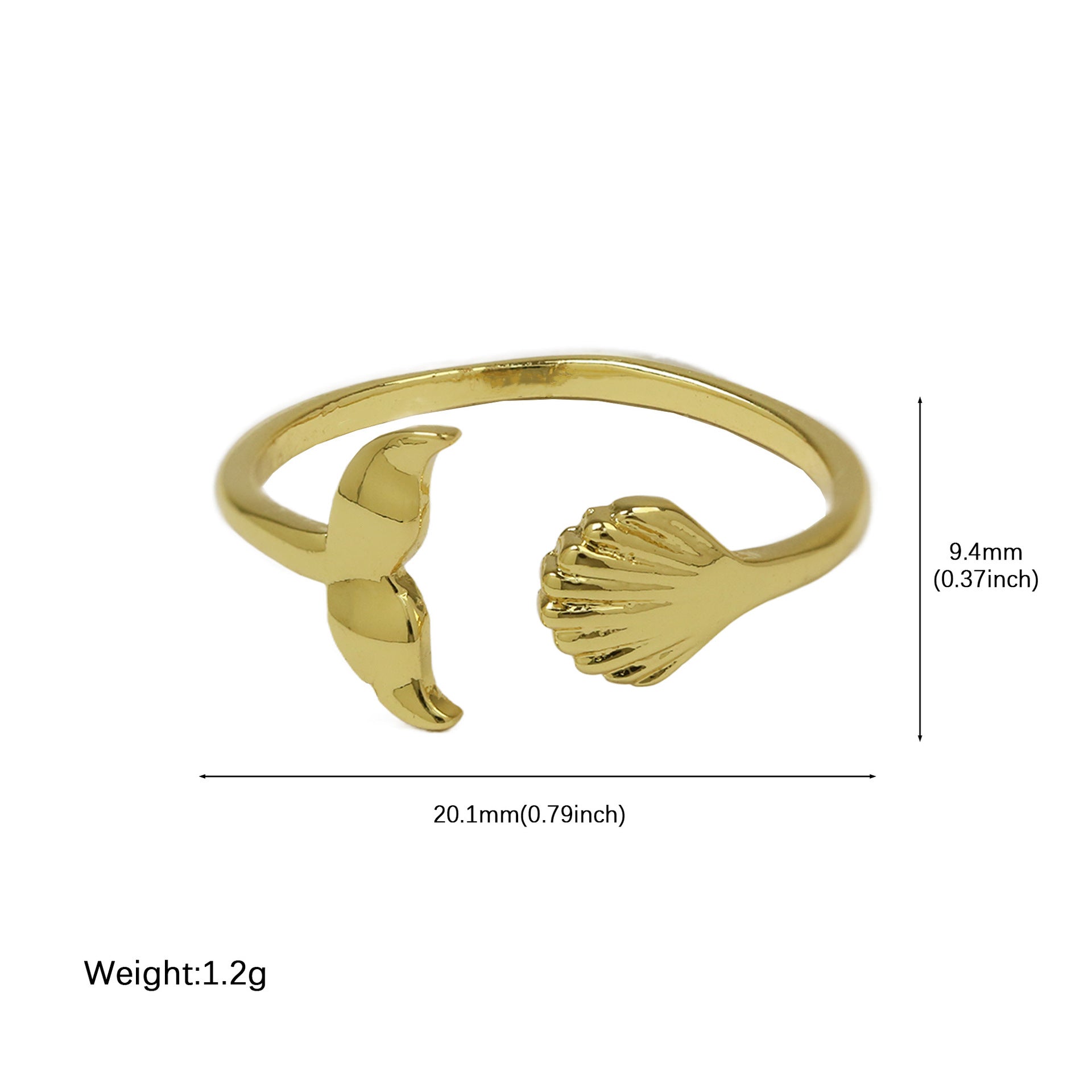 Wholesale Bohemian starfish shell fish adjustable open ring