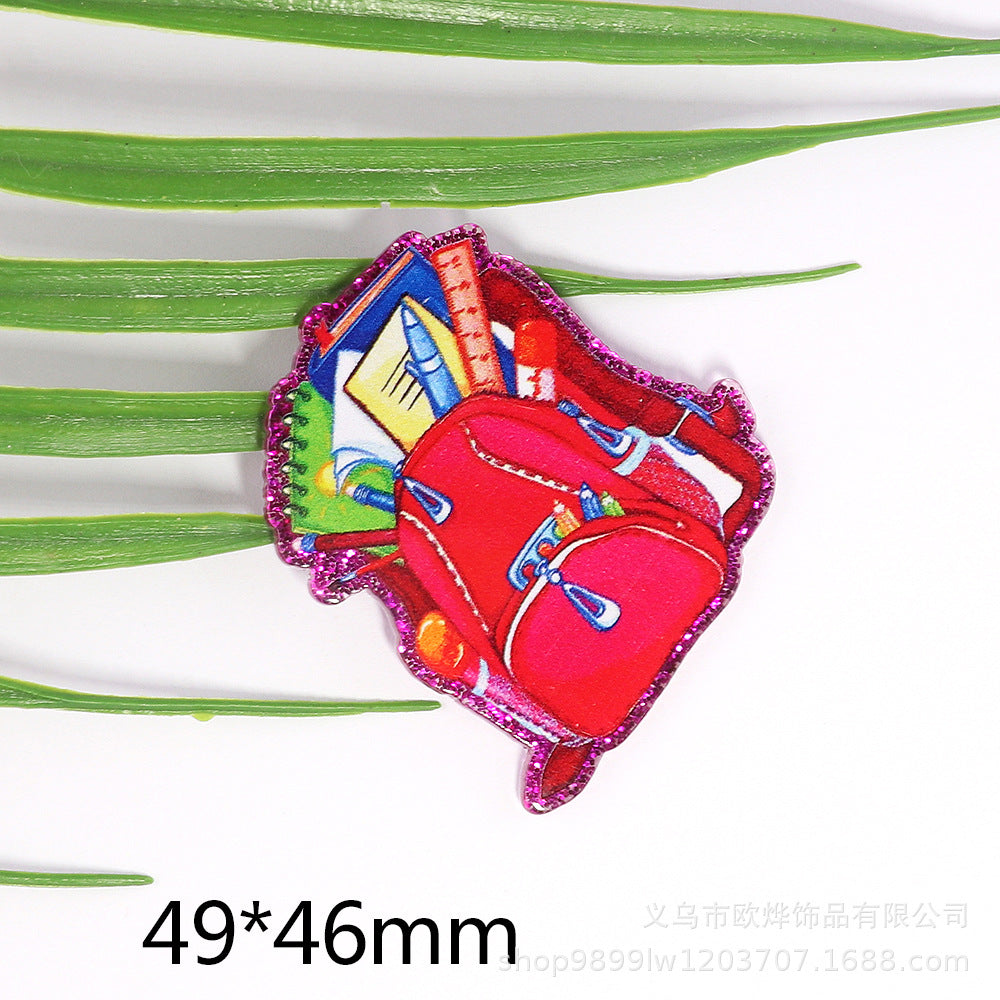 Wholesale 10pcs DIY Flatback Teacher Book Acrylic Flatback Badge Scroll Retractable Keychain DIY Accessories ACC-FK-OuYe002
