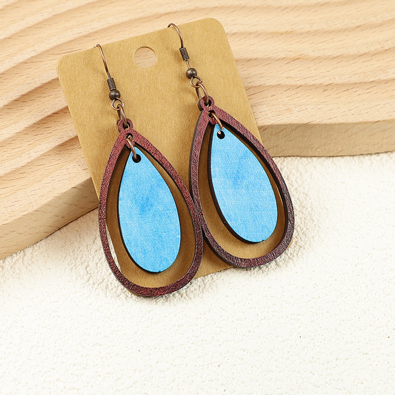 Wholesale Sports Balls Baseball Softball Bohemian Style Ethnic Style Hollow Pendant Wooden Women's Earrings