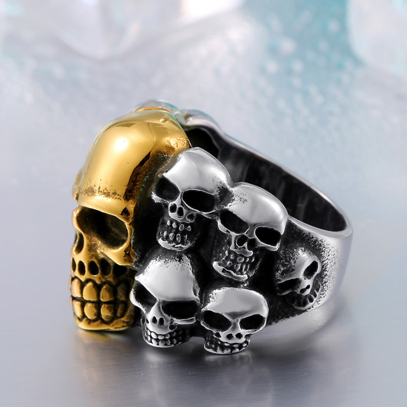 Wholesale punk style men's titanium steel ring