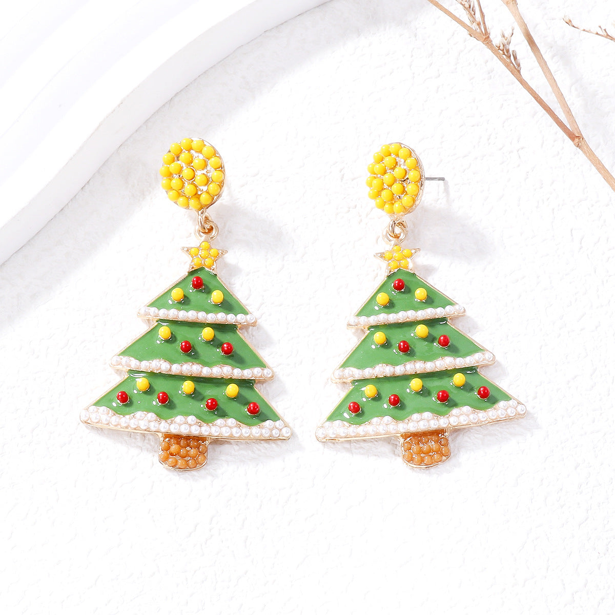 Wholesale Christmas Cartoon Christmas Tree Oil Drop Earrings ACC-ES-JuJia011