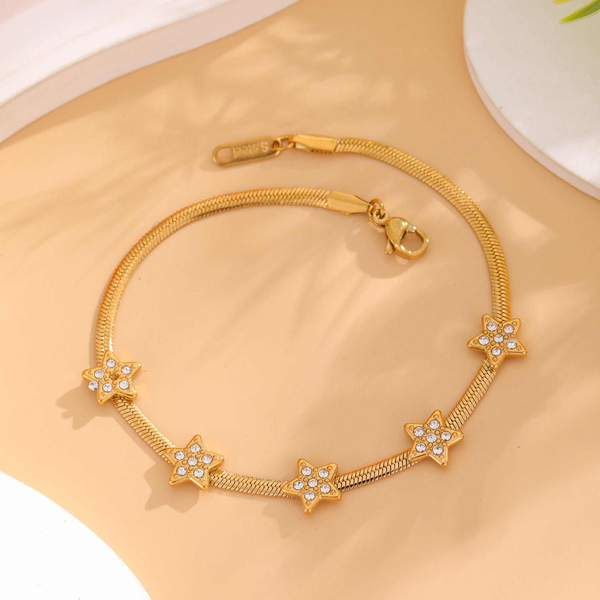 Wholesale Stainless Steel Five-pointed Star Diamond Bracelet