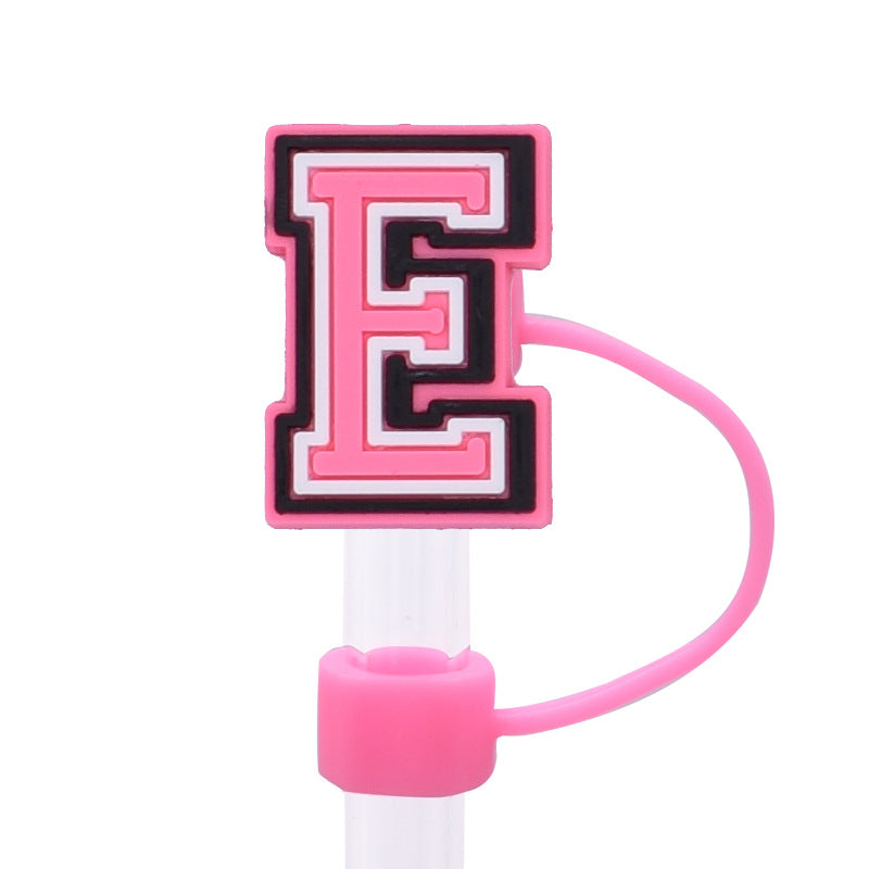Wholesale Random 100pcs Pink letter cartoon Straw Cover Straw Tube Cap