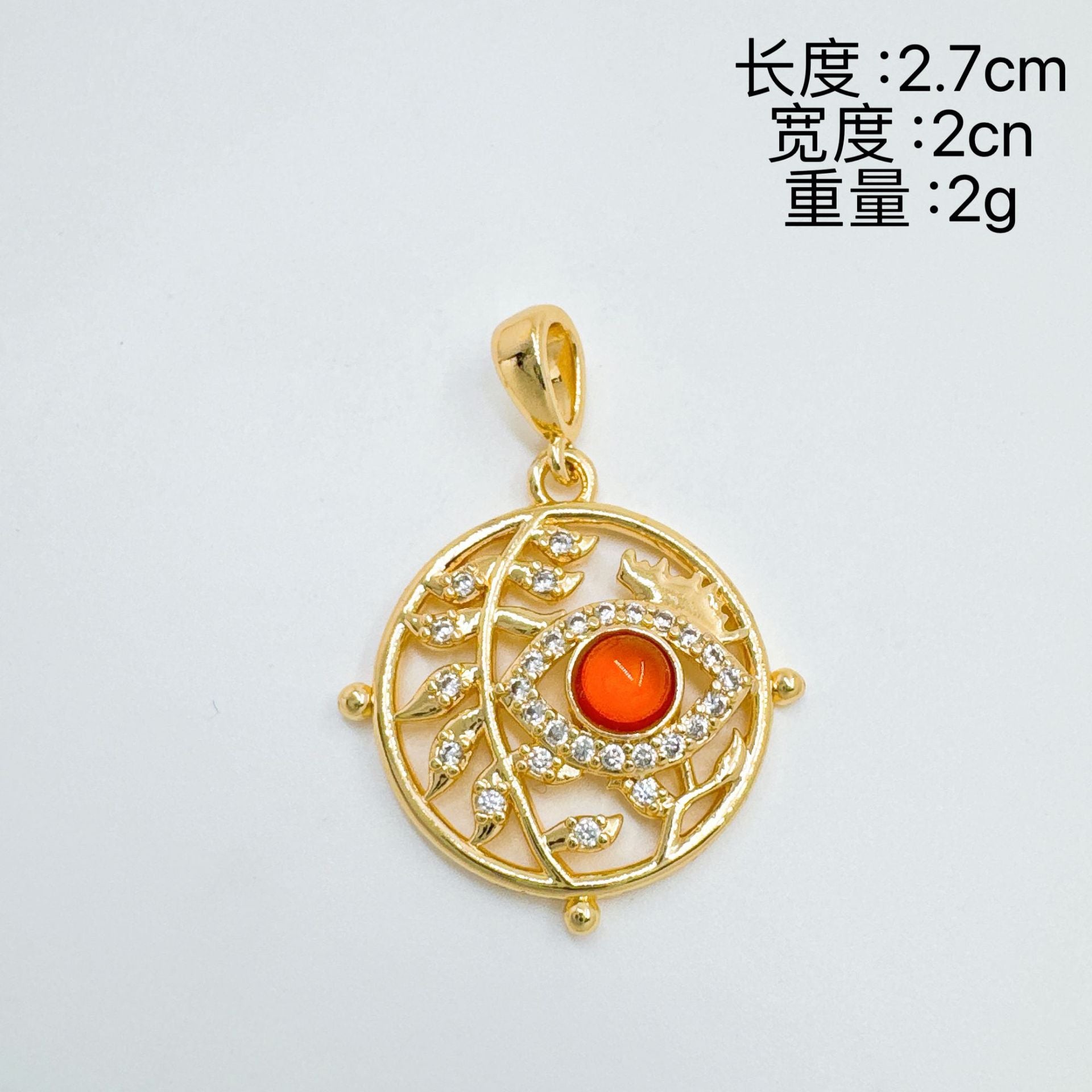 Wholesale Retro Geometric Evil Eye Pendant Necklace Copper Zircon Gold Plated DIY Jewelry Making Accessory Trendy Gift