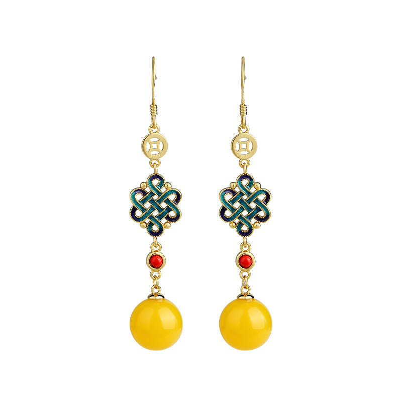 Wholesale Chinese Style Antique Jade Earrings - Trendy Fashion Accessory for Party Wear and Gift Boutique