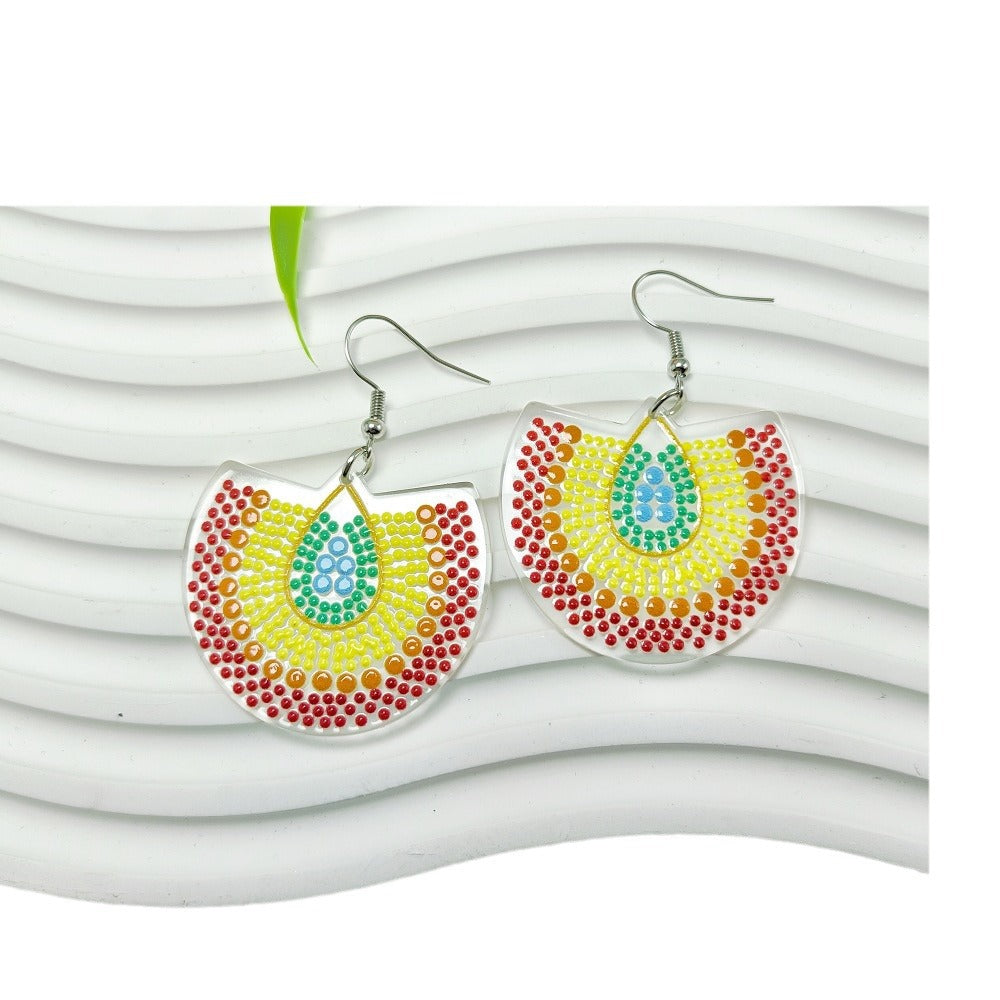 Wholesale Ethnic Style Geometric Color Polka Dot Print Bohemian Style Acrylic Earrings ACC-ES-Qiyu022