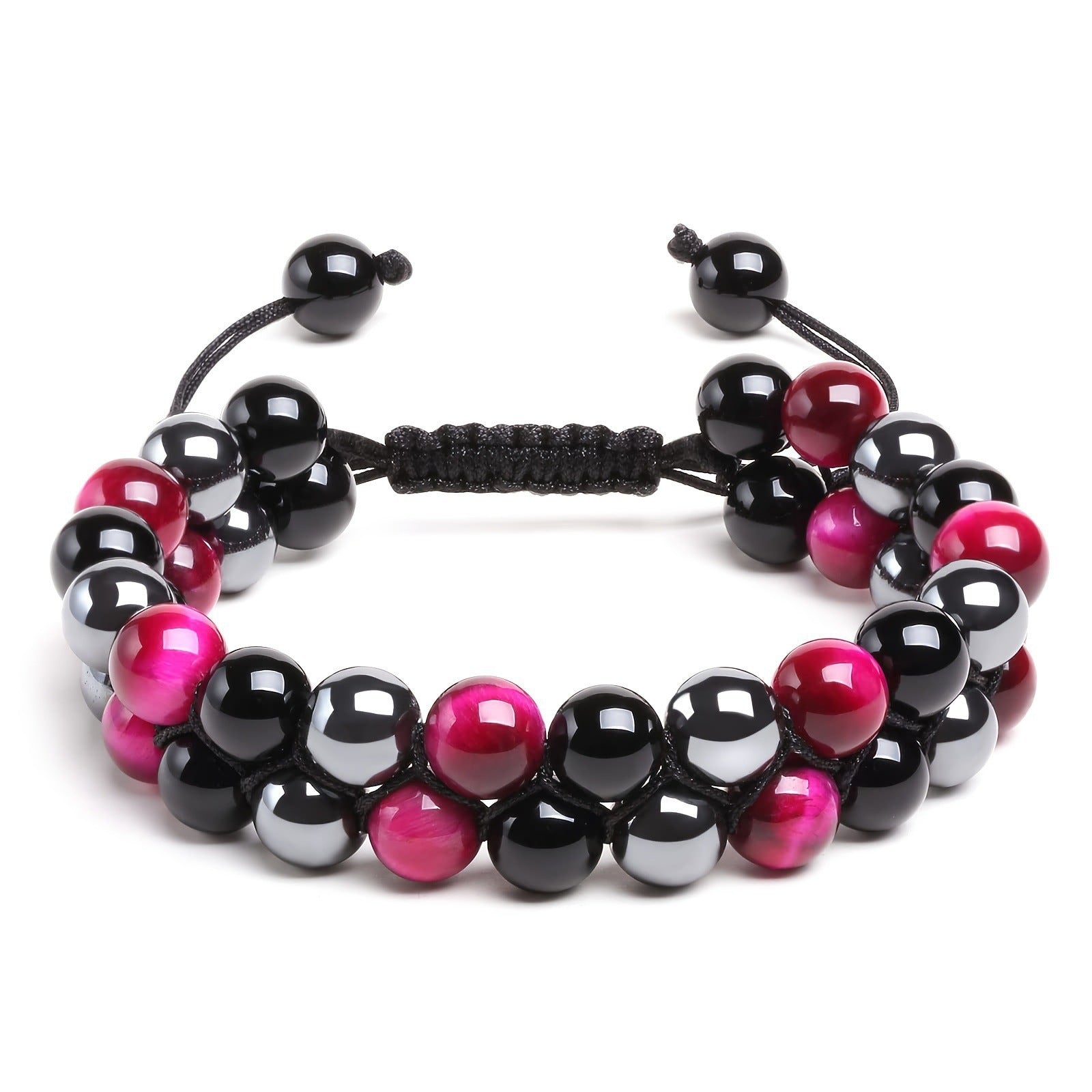 Wholesale Natural Tiger Eye &  Hematite Double Row Bracelet,  Handmade Unisex Everyday Gift Jewelry