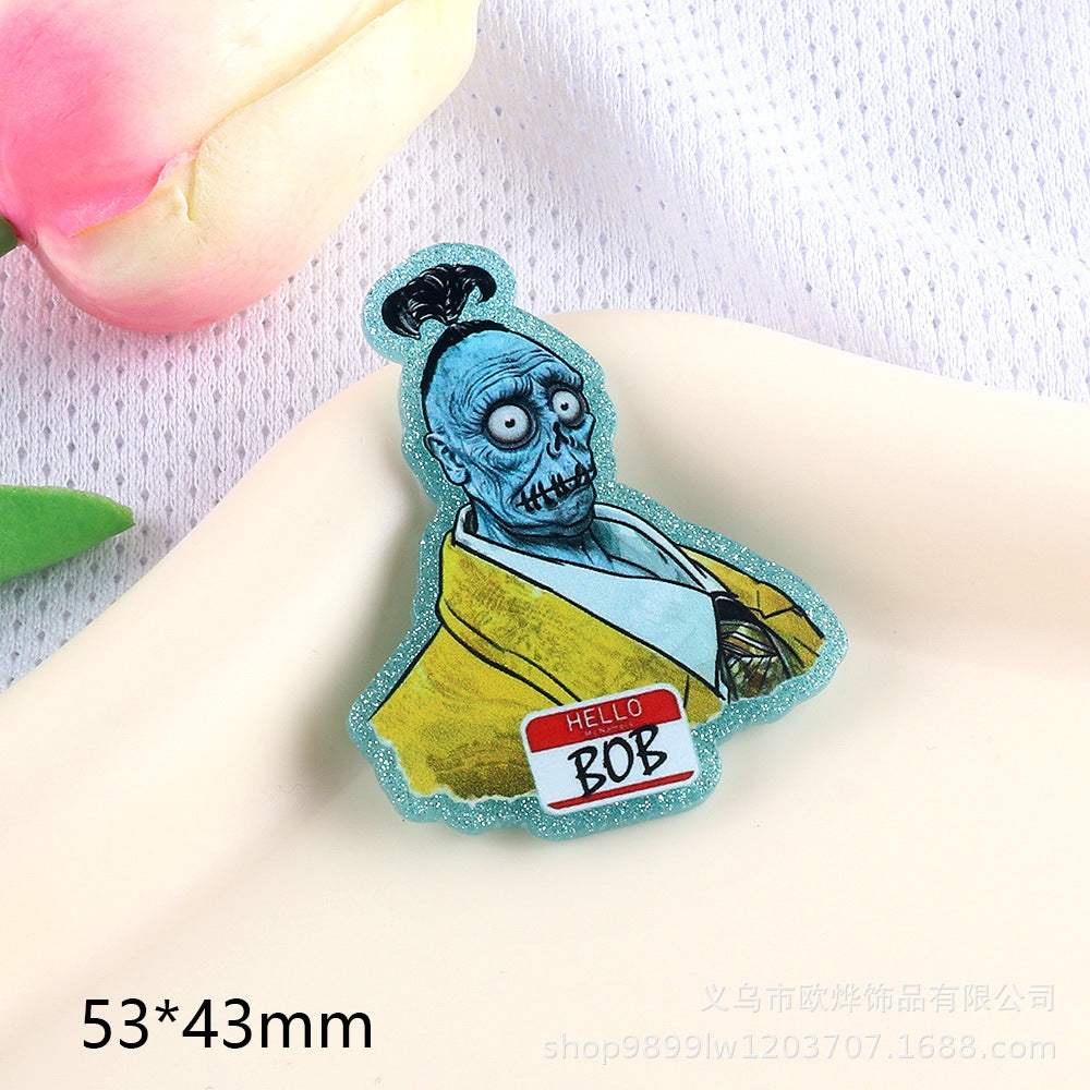 Wholesale  10pcs DIY Flatback cartoon character Acrylic Flatback Badge Reels Retractable Keychain DIY Accessories