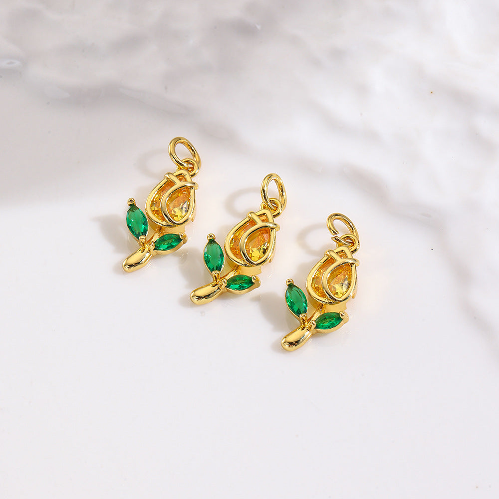 Wholesale Colorful zircon flower tulip pendant