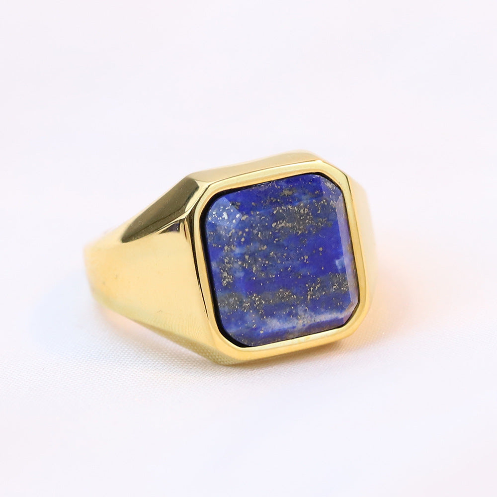 Wholesale Retro geometric 22MM square stainless steel ring