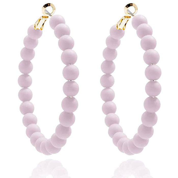 Wholesale Summer Colorful Acrylic Beads Round Earrings Bohemian Stud Earrings ACC-ES-Yunh001