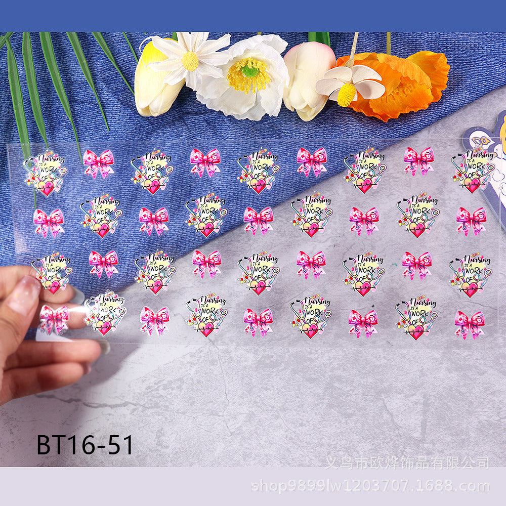 Wholesale Cartoon pencil medical UV transfer stickers crystal stickers tear film leave word crystal stickers 16oz glass stickers