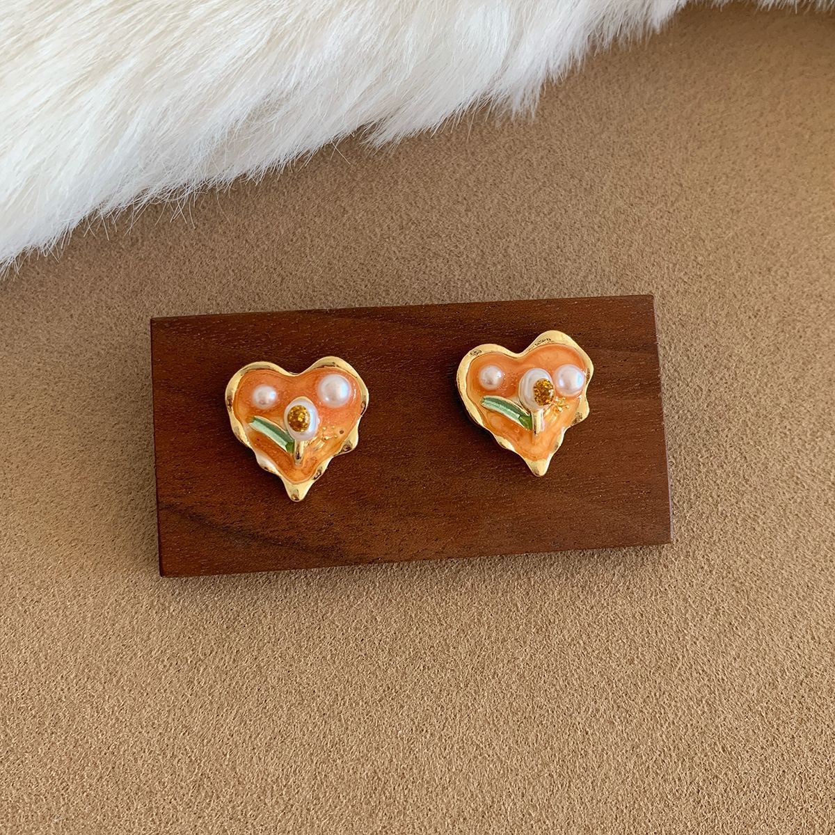 Wholesale oil painting pearl Monet garden earrings silver needle exquisite  design sense of medieval earrings