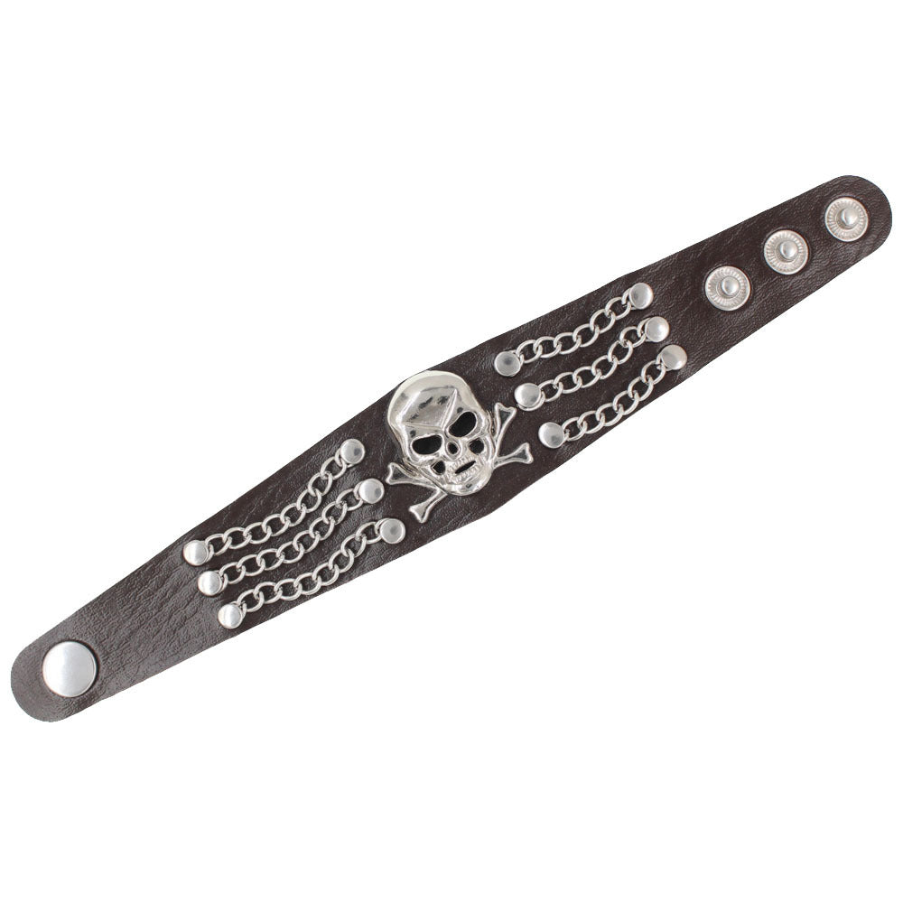 Wholesale Leather Punk Skull Bracelet