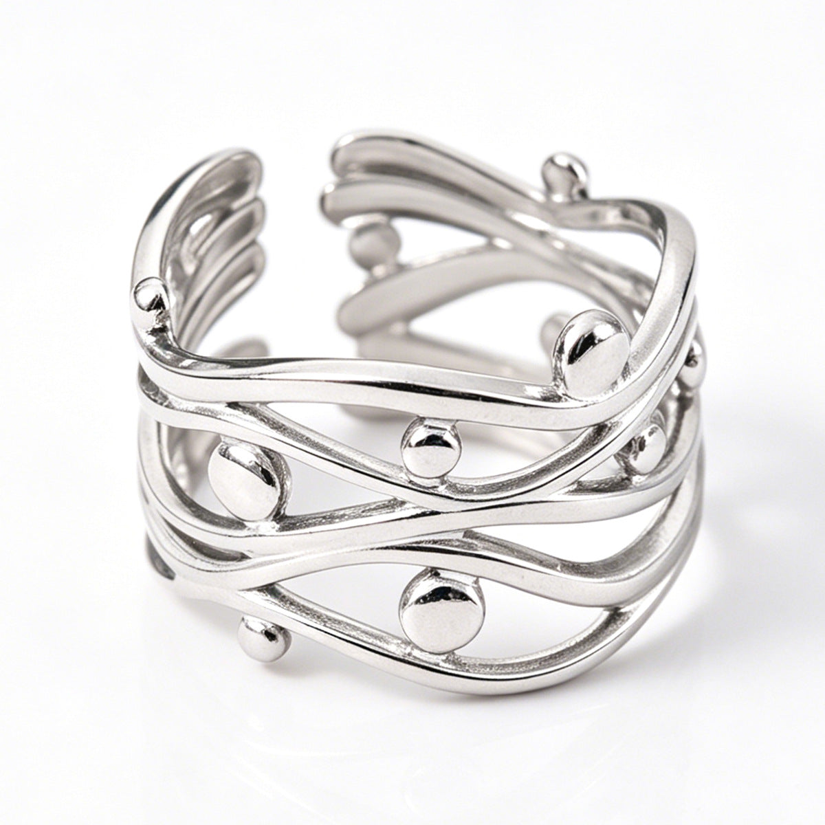 Wholesale Gold-Plated Geometric Open Rings Minimalist Stainless Steel Jewelry Accessory for Daily Wear