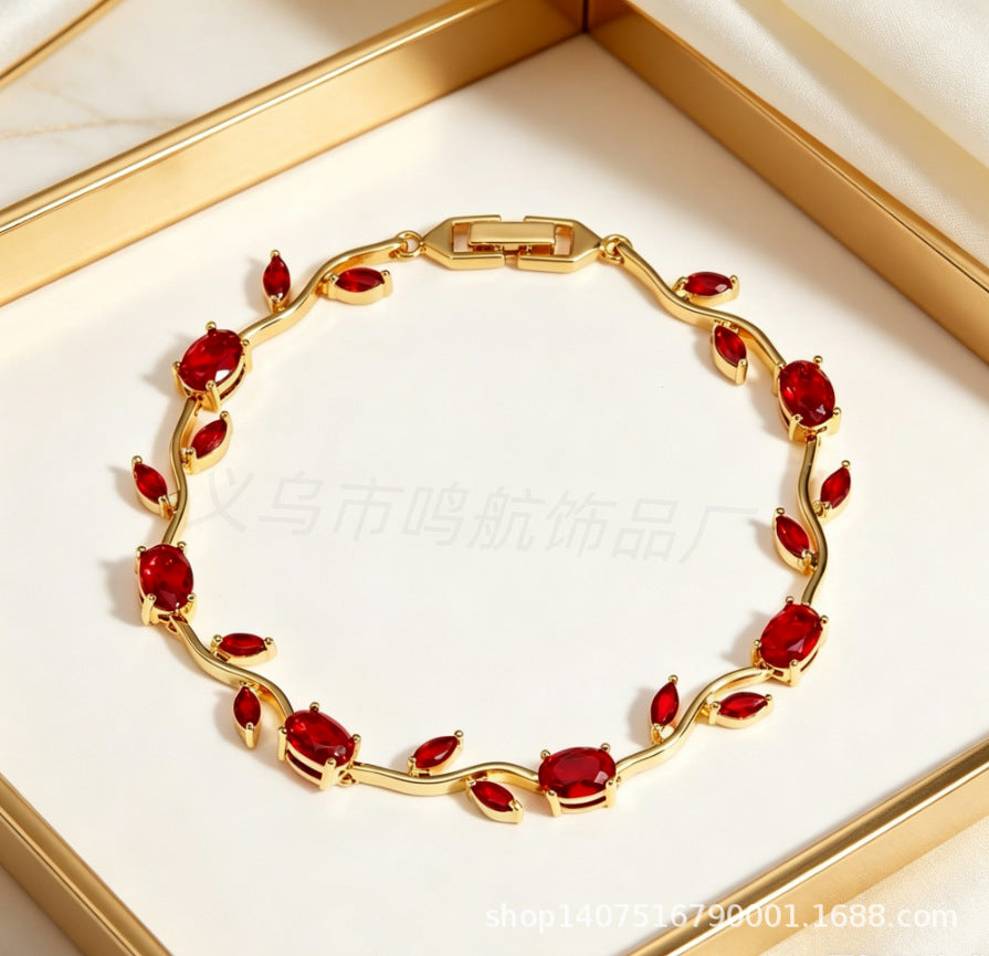 Wholesale Trendy Leaf Design Rhinestone Bracelet,  Fashion Accessory for Everyday Wear or Boutique Resale