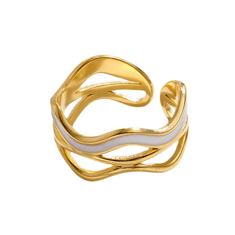 Wholesale Stainless Steel Open Ring Irregular Wave Design Fashion Accessory For Women