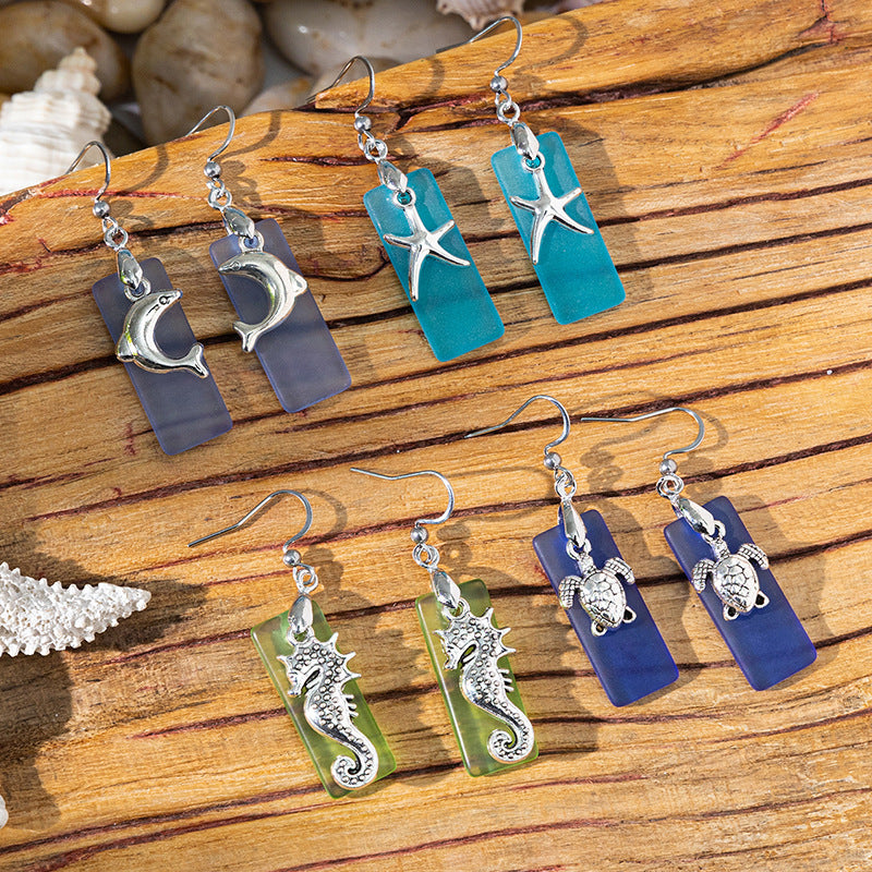 Wholesale Ocean Vacation Style Beach Sea Glass Earrings