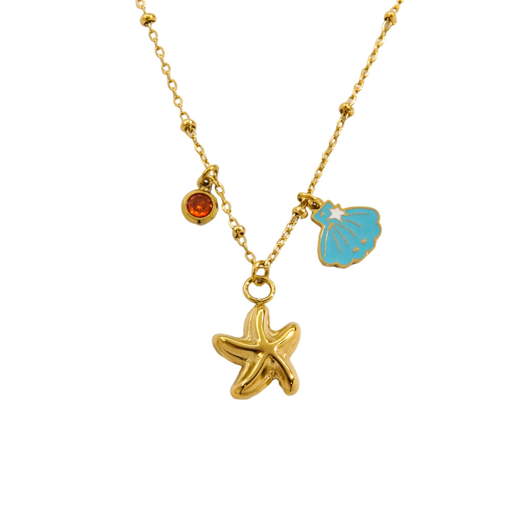 Wholesale Ocean Series 14K Gold Stainless Steel Necklace