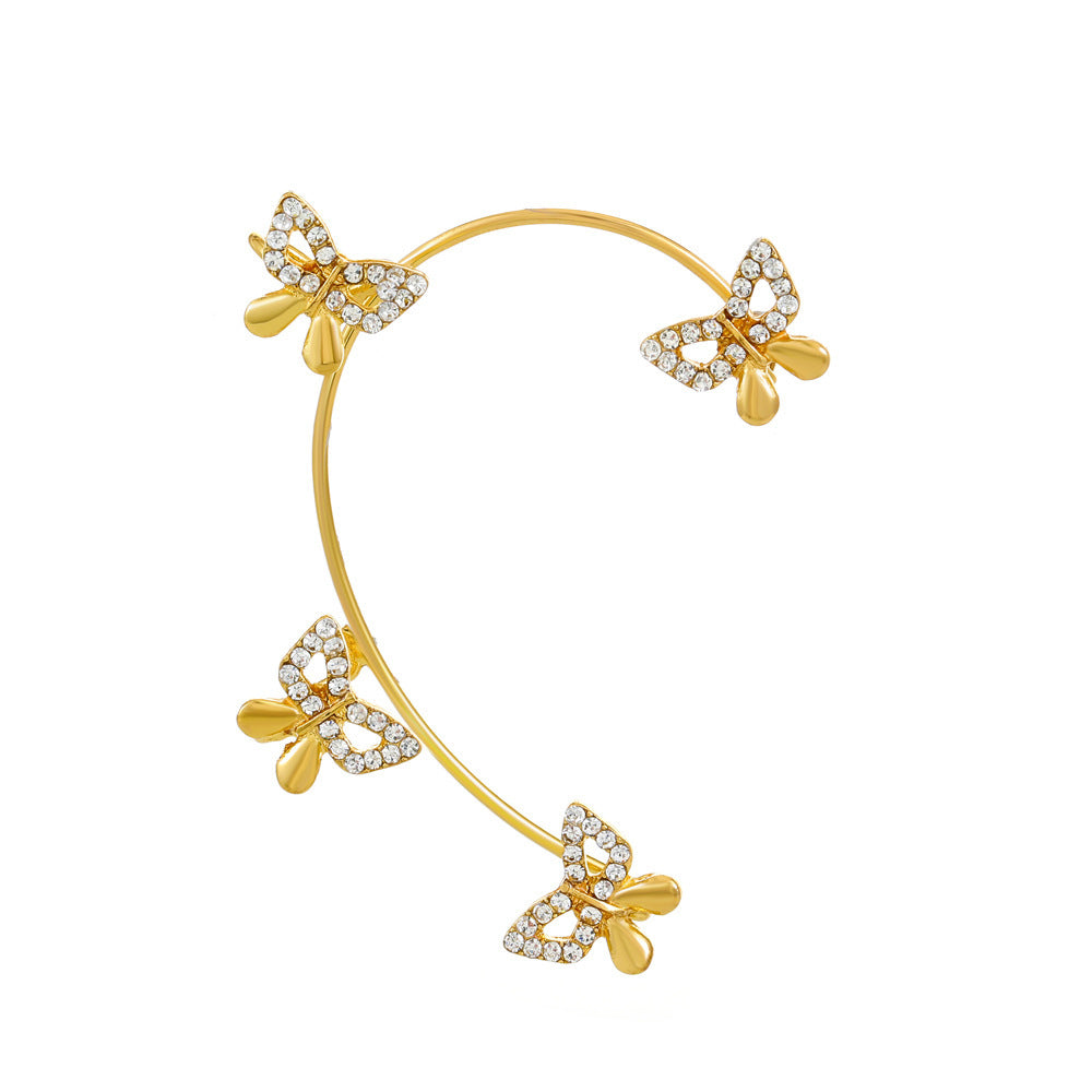 Wholesale butterfly earrings with diamonds, fashionable non-pierced alloy ear clips ACC-ES-XunOu001