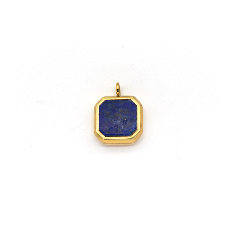 Wholesale Geometric Lapis Lazuli Titanium Steel Necklace