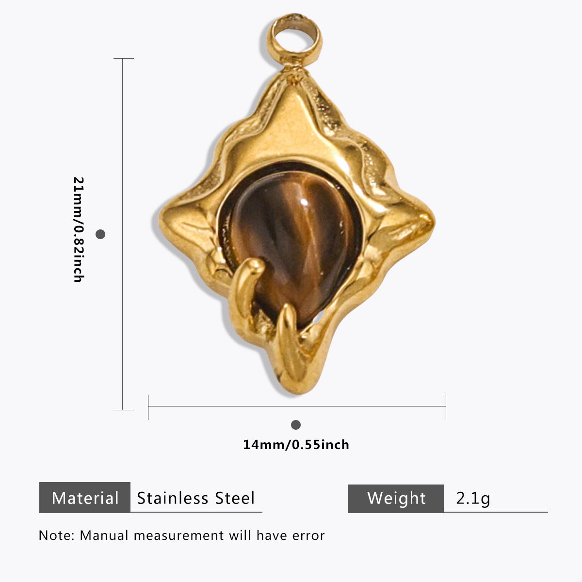 Wholesale Stainless Steel Maillard Tiger Eye Pendant