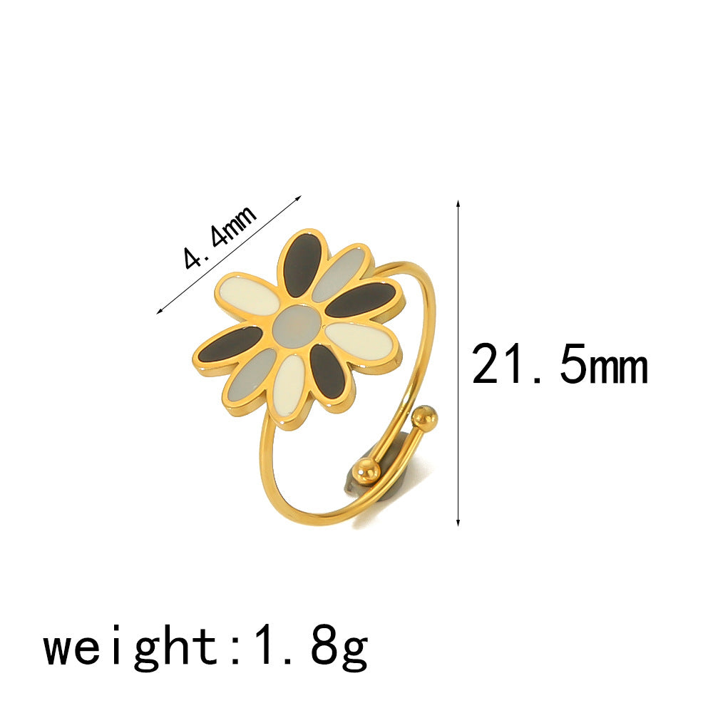 Wholesale Four Leaf Clover Love Heart 18K Gold Stainless Steel Open Adjustable Rings ACC-RS-LiQuan002