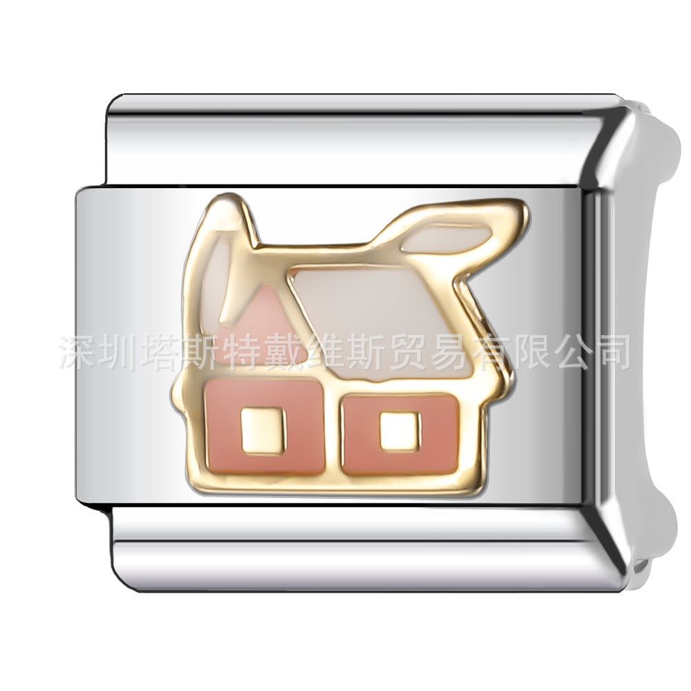 Wholesale  Italian Charm Bracelet 9mm DIY Rose Gold Series Creative Stainless Steel Composable Bracelet