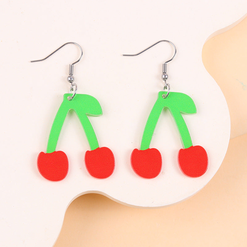 Wholesale  Contrasting Cherry Acrylic Earrings