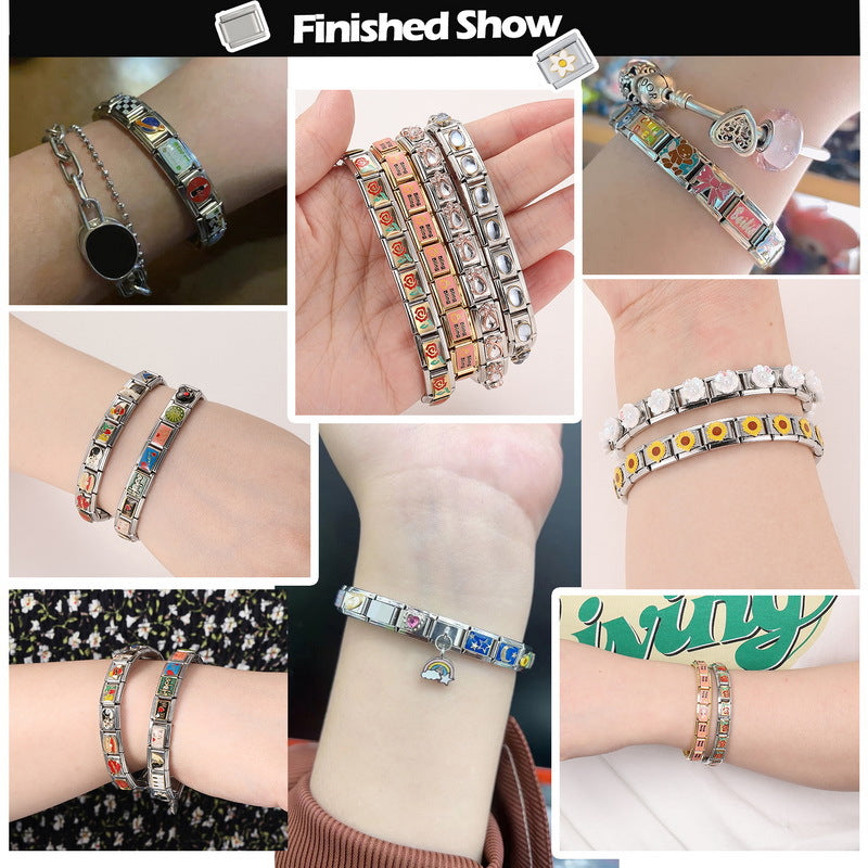 Wholesale Connector module rose gold DIY personality fashion module embroidered steel bracelet handmade bracelet bracelet